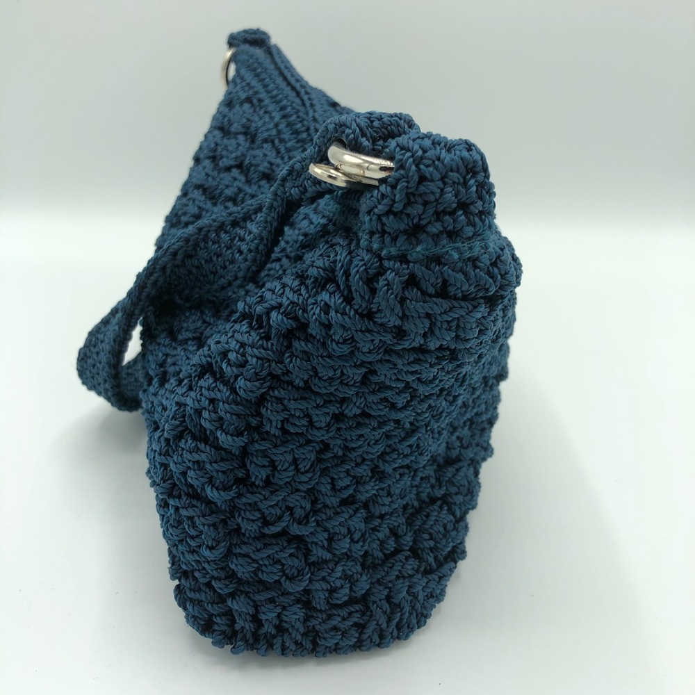 Lina Navy Blue Crochet Mini Shoulder Bag - Picture 2 of 12
